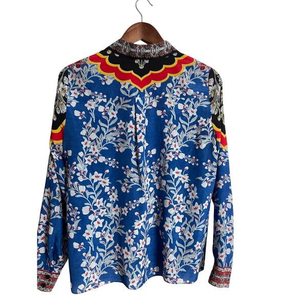 Alice + Olivia Willa Floral Print Blouse 100% Silk Womans Medium - Picture 14 of 16